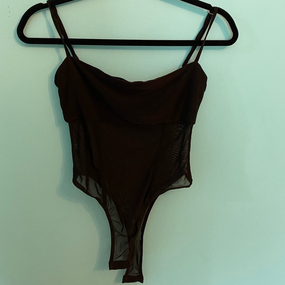 Tiger mist black body suit, partially mesh